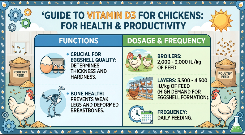 Liều lượng sử dụng vitamin D cho gà