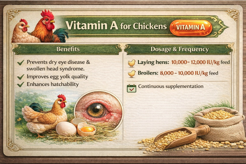 sử dụng vitamin A cho gà
