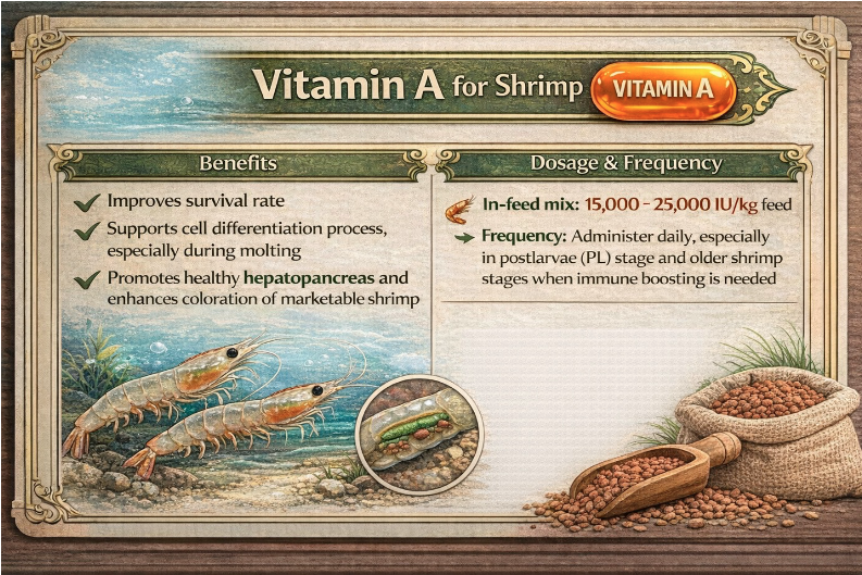 sử dụng vitamin A cho tôm