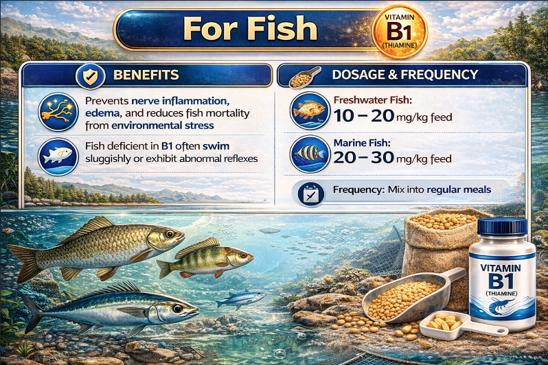 Liều lượng sử dụng vitamin B1 cho cá