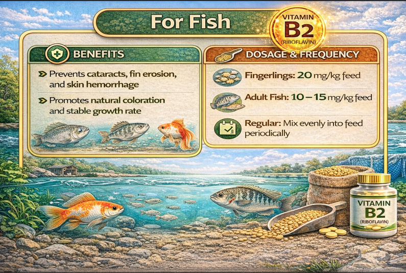 Liều lượng sử dụng vitamin B2 cho cá