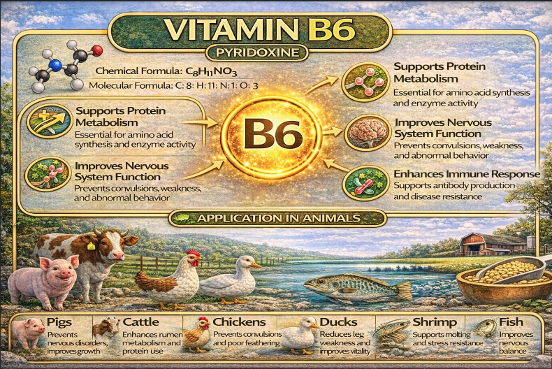 VITAMIN B6: "ĐỘNG CƠ" CHUYỂN HÓA PROTEIN TRONG CHĂN NUÔI