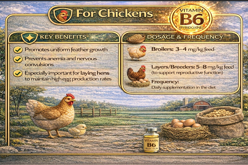 liều lượng sử dụng vitamin b6 cho gà