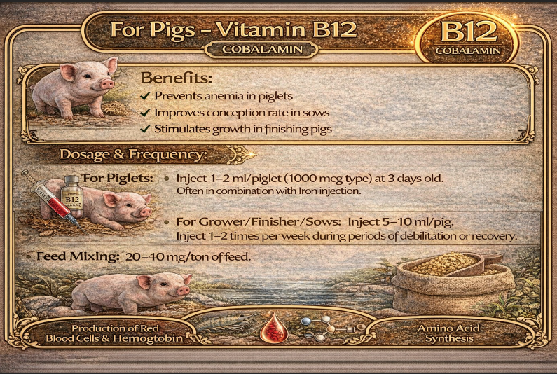 liều lượng sử dụng vitamin b12 cho heo (lợn)