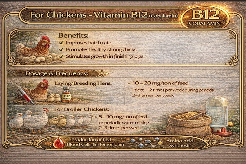 liều lượng sử dụng vitamin b12 cho gà