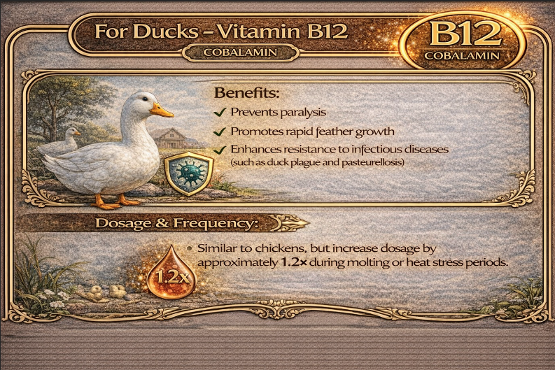 liều lượng sử dụng vitamin b12 cho vịt